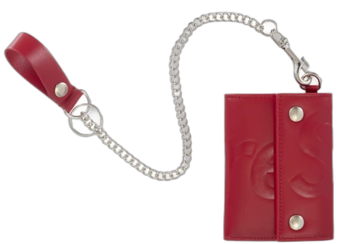 Supreme Leather Chain Wallet Red