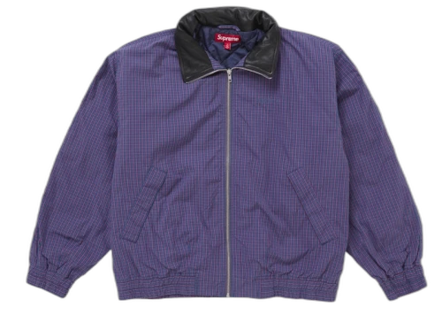 Supreme Leather Collar Utility Jacket (SS25) Blue Plaid