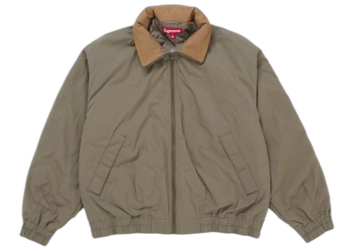 Supreme Leather Collar Utility Jacket (SS25) Olive