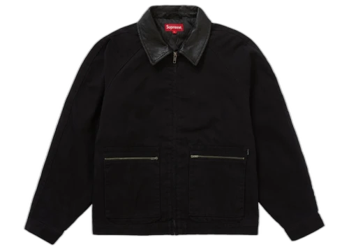 Supreme Leather Collar Work Jacket Black