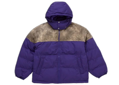 Supreme Leather Yoke Puffer Jacket Purple