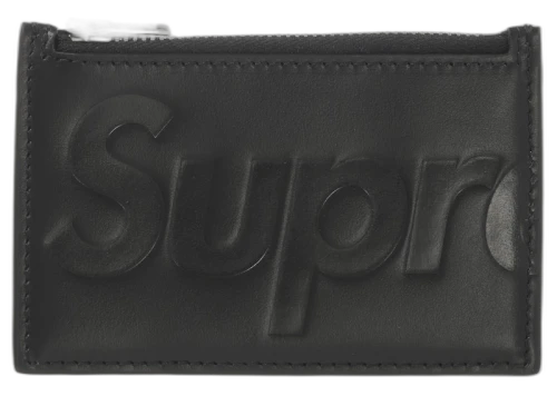 Supreme Leather Zip Card Holder Black