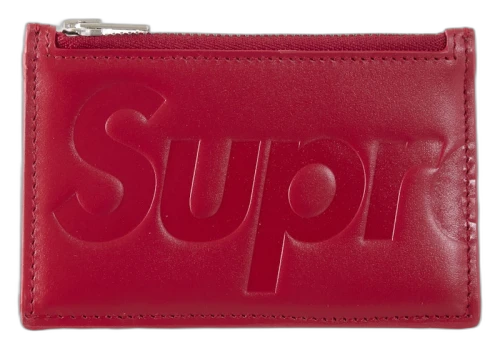 Supreme Leather Zip Card Holder (FW25) Red