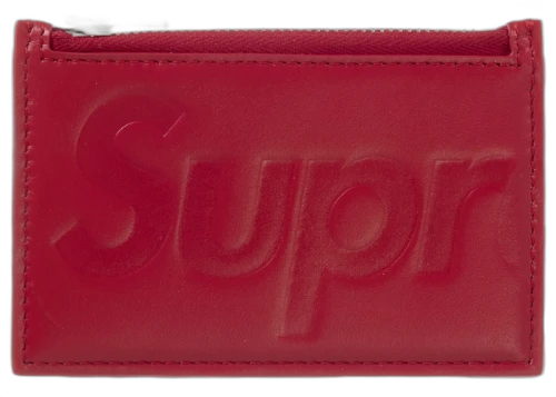 Supreme Leather Zip Card Holder Red