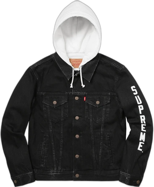 Supreme Levis Fleece Hood Trucker Jacket Black