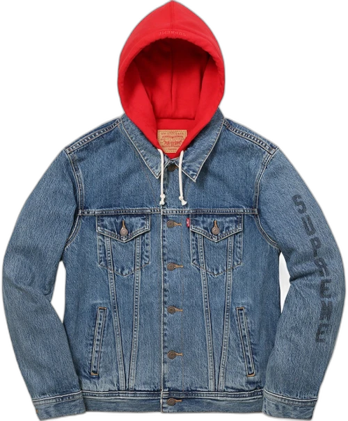 Supreme Levi's Fleece Hooded Trucker Jacket Blue