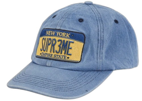 Supreme License Plate 6-Panel (FW25) Denim