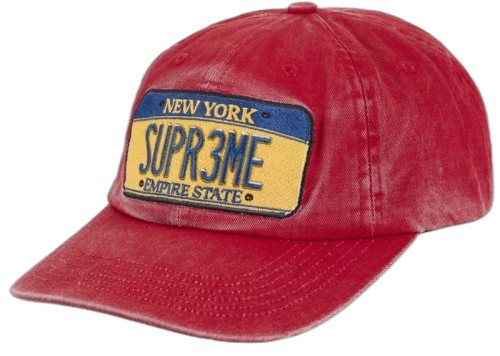Supreme License Plate 6-Panel (FW25) Red