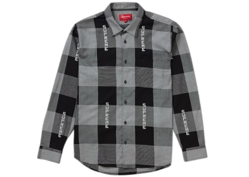Supreme Logo Plaid Shirt Black