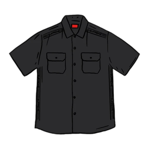 Supreme Logo Rib S/S Work Shirt Black