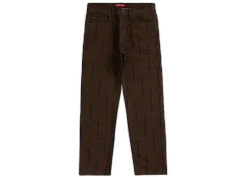Supreme Logo Stripe Jacquard Regular Jean Brown