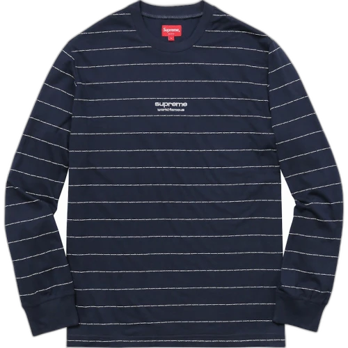 Supreme Logo Stripe L/S Top Navy
