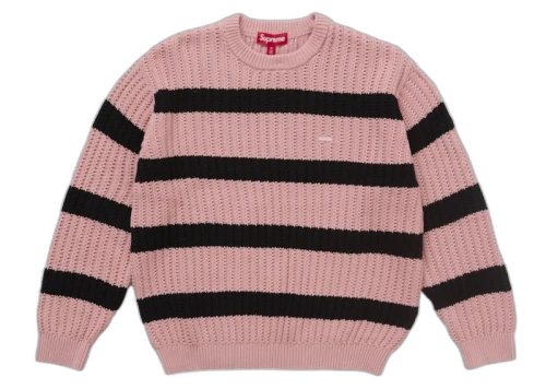 Supreme Loose Gauge Stripe Small Box Sweater Pink