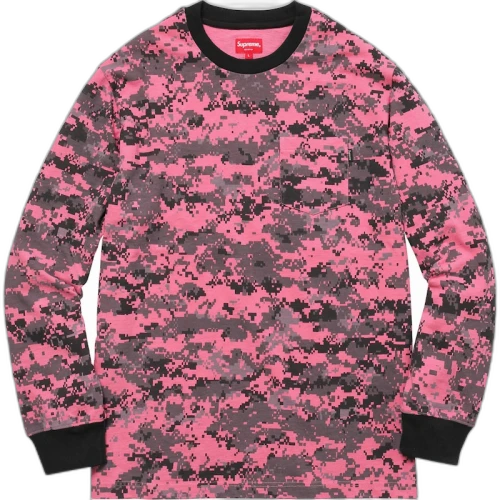 Supreme L/S Pocket Tee Pink Digi Camo