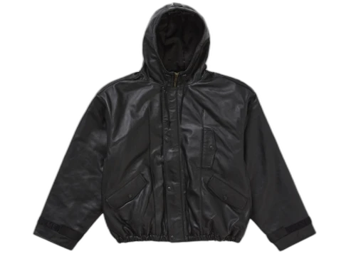 Supreme Marithé + François Girbaud Hooded Leather Flight Bomber Jacket Black