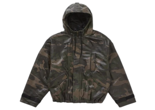 Supreme Marithé + François Girbaud Hooded Leather Flight Bomber Jacket Camo