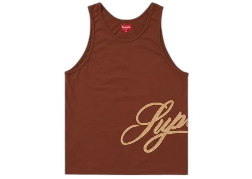 Supreme Mesh Script Tank Top Brown