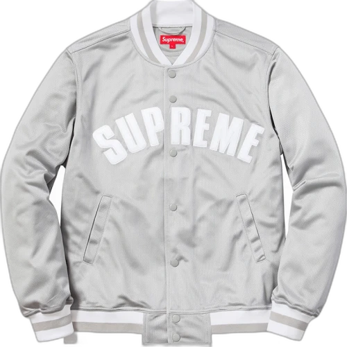 Supreme Mesh Varsity Jacket Silver