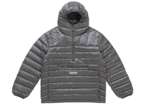 Supreme Micro Down Half Zip Hooded Pullover (FW25) Silver