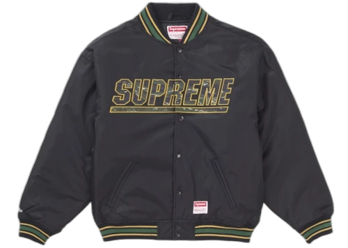 Supreme Mitchell & Ness Camo Logo Varsity Jacket Black