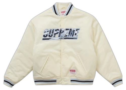 Supreme Mitchell & Ness Camo Logo Varsity Jacket White