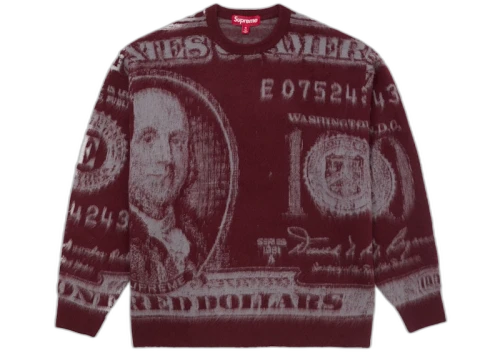 Supreme Money Sweater Burgundy