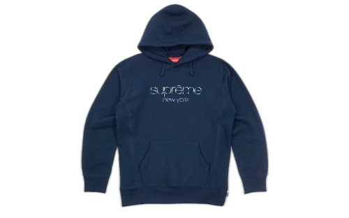 Supreme Multicolor Classic Logo Hoodie Navy