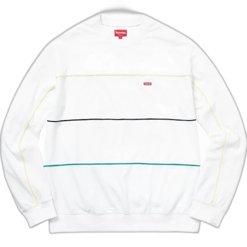 Supreme Multicolor Piping Pique Crewneck White