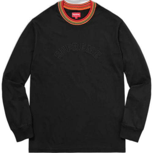 Supreme Multicolor Striped Rib L/S Top Black