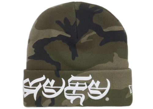 Supreme New Era Blackletter Beanie Woodland Camo