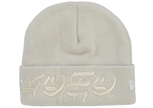 Supreme New Era Blackletter Beanie Stone