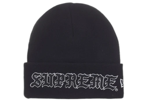 Supreme New Era Old English Beanie Black