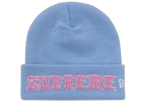 Supreme New Era Old English Beanie Blue