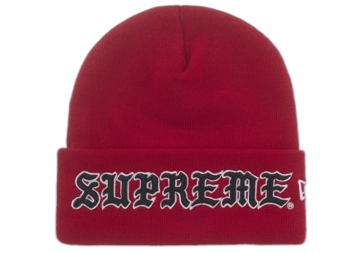 Supreme New Era Old English Beanie Red