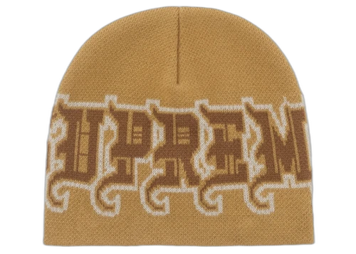 Supreme New Era Outline Beanie Brown