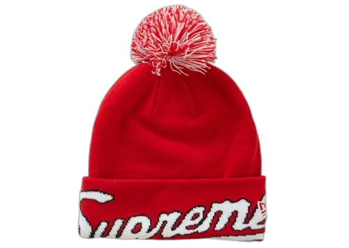 Supreme New Era Script Cuff Beanie Red