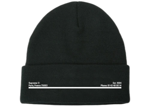 Supreme New Era Shop Beanie Black Paris