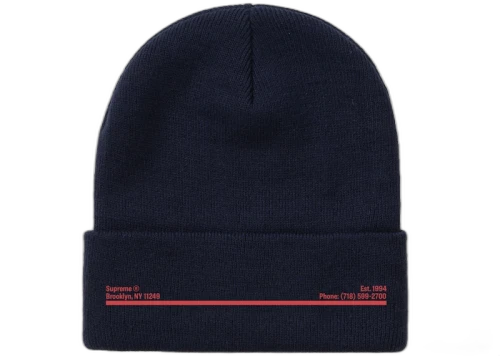Supreme New Era Shop Beanie Navy Brooklyn