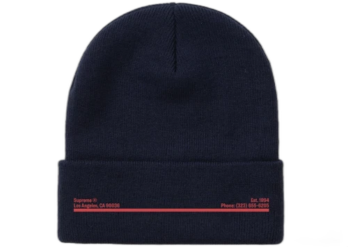 Supreme New Era Shop Beanie Navy Los Angeles
