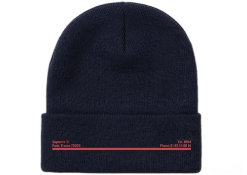 Supreme New Era Shop Beanie Navy Paris