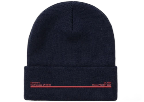 Supreme New Era Shop Beanie Navy San Francisco