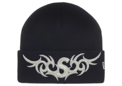 Supreme New Era Tribal S Logo Beanie Black