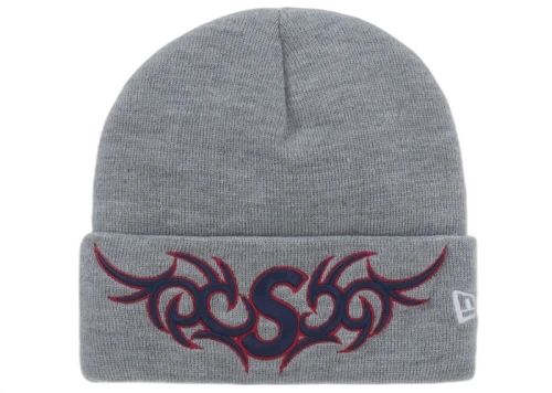 Supreme New Era Tribal S Logo Beanie Heather Grey