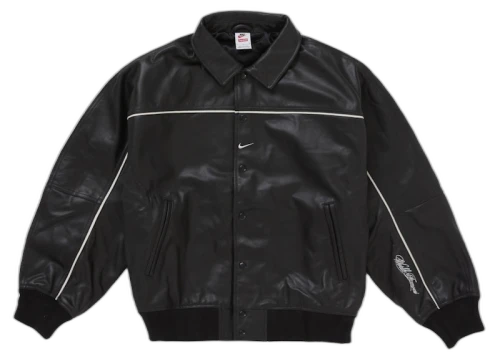 Supreme Nike Leather Varsity Jacket Black