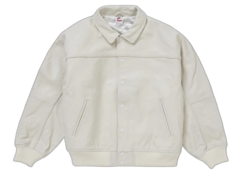 Supreme Nike Leather Varsity Jacket White
