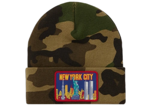 Supreme NY Patch Beanie Woodland Camo