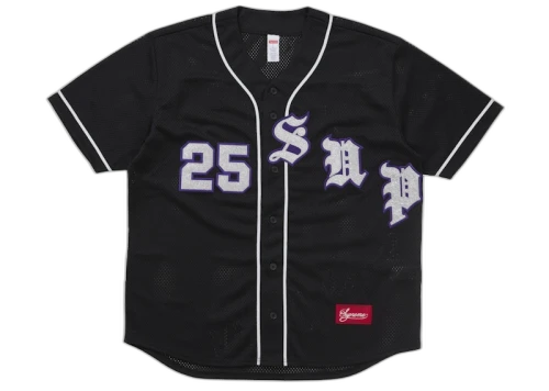 Supreme Old English Baseball Jersey Black