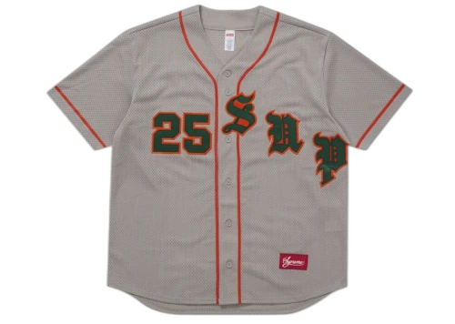 Supreme Old English Baseball Jersey Grey