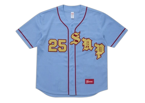 Supreme Old English Baseball Jersey Light Blue