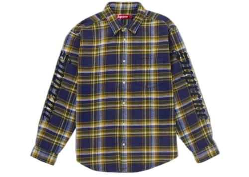 Supreme Old English Plaid Flannel Shirt Blue